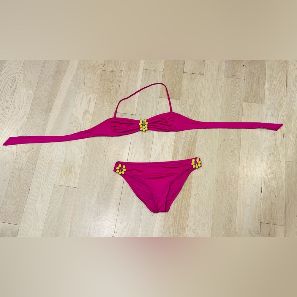 Trina Turk pink two piece swim suite